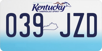 KY license plate 039JZD