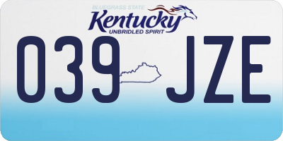KY license plate 039JZE