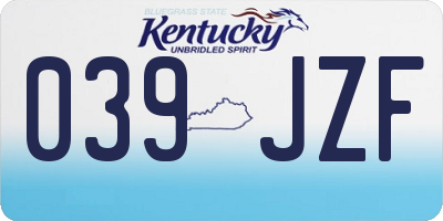 KY license plate 039JZF