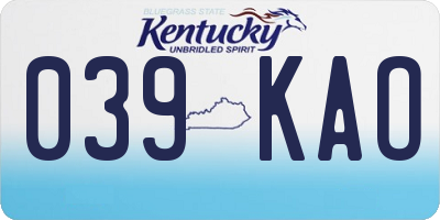 KY license plate 039KAO