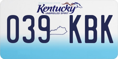 KY license plate 039KBK