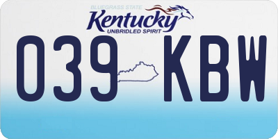 KY license plate 039KBW