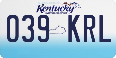 KY license plate 039KRL