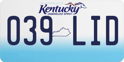 KY license plate 039LID