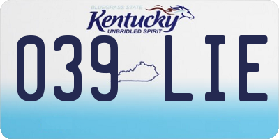 KY license plate 039LIE