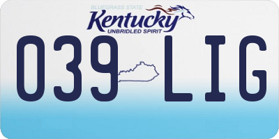 KY license plate 039LIG