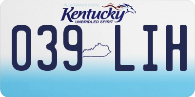 KY license plate 039LIH
