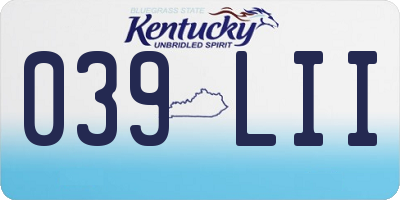 KY license plate 039LII