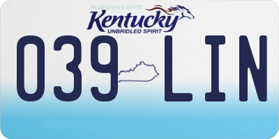 KY license plate 039LIN