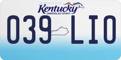 KY license plate 039LIO