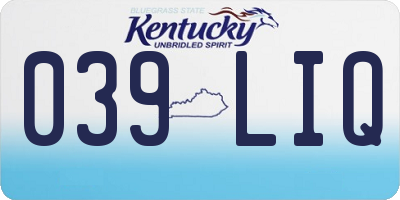 KY license plate 039LIQ