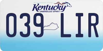KY license plate 039LIR