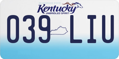 KY license plate 039LIU