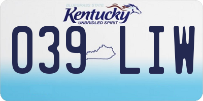 KY license plate 039LIW