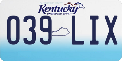 KY license plate 039LIX