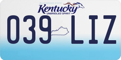 KY license plate 039LIZ