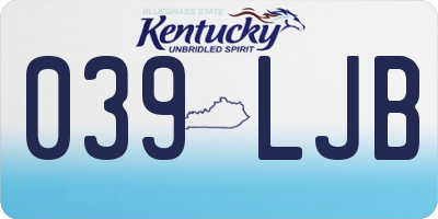 KY license plate 039LJB