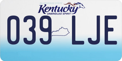KY license plate 039LJE