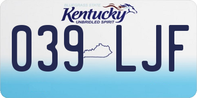 KY license plate 039LJF