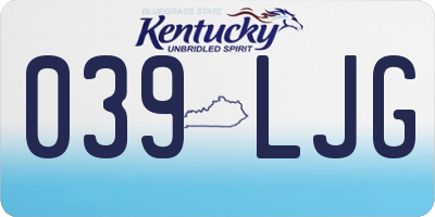 KY license plate 039LJG