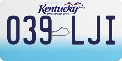 KY license plate 039LJI