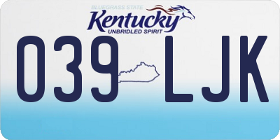 KY license plate 039LJK