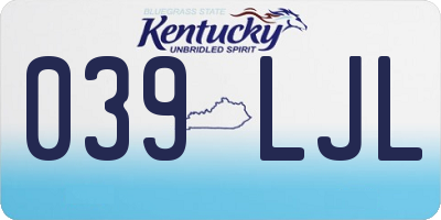 KY license plate 039LJL