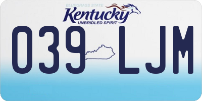 KY license plate 039LJM