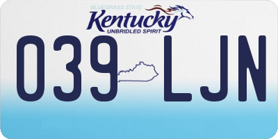 KY license plate 039LJN