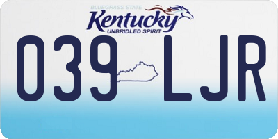 KY license plate 039LJR