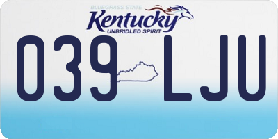 KY license plate 039LJU