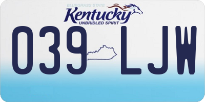KY license plate 039LJW