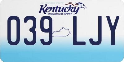 KY license plate 039LJY