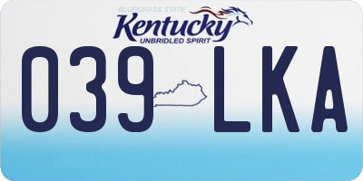 KY license plate 039LKA