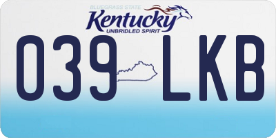 KY license plate 039LKB