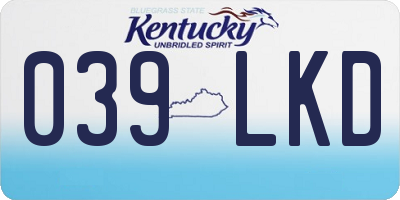 KY license plate 039LKD