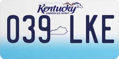 KY license plate 039LKE