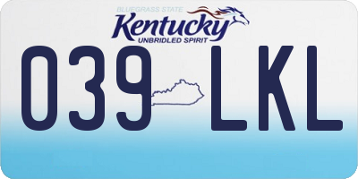 KY license plate 039LKL