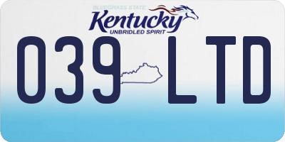 KY license plate 039LTD