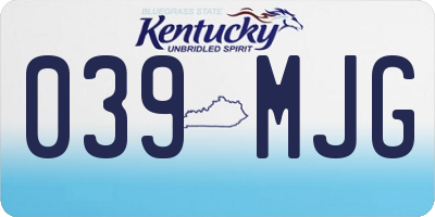 KY license plate 039MJG