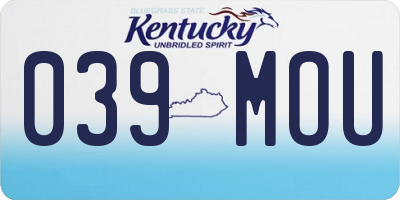 KY license plate 039MOU