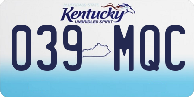 KY license plate 039MQC
