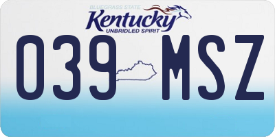 KY license plate 039MSZ