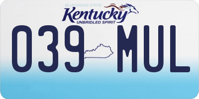 KY license plate 039MUL