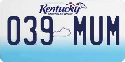 KY license plate 039MUM