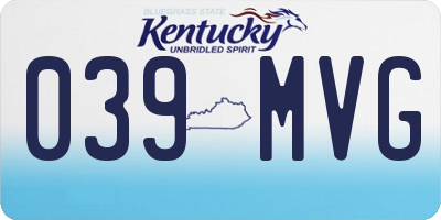 KY license plate 039MVG