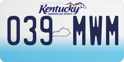 KY license plate 039MWM