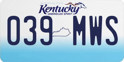 KY license plate 039MWS