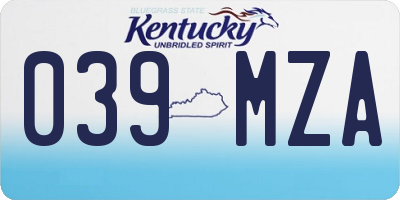 KY license plate 039MZA