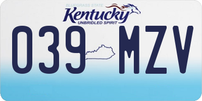 KY license plate 039MZV